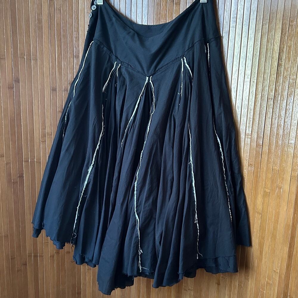 Vintage Early 2000s AllSaints Raw Hem Full Cotton Fiesta Skirt Black - Picture 6 of 6